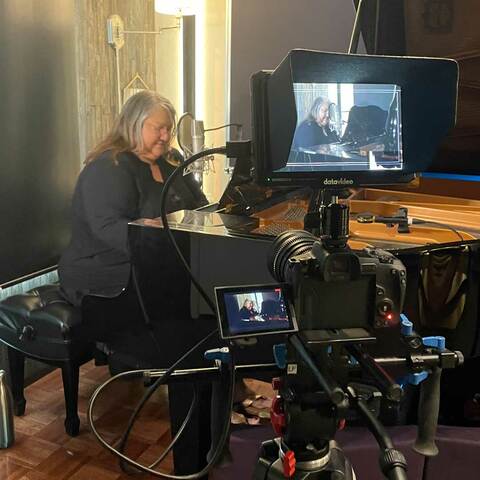 Filming the video tribute.